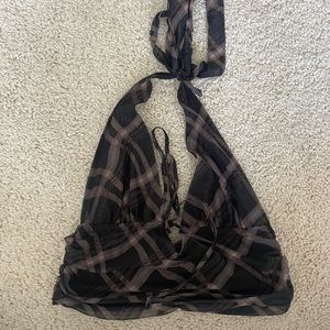 i.am.gia black halter printed top